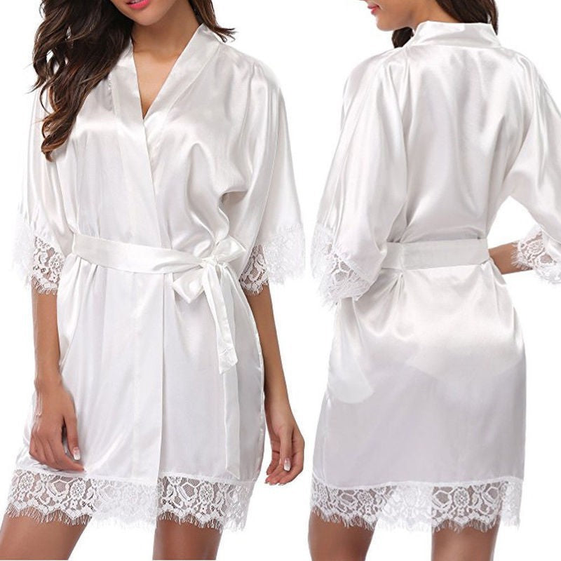 Plus size robe sexy bathrobe ice silk pajamas