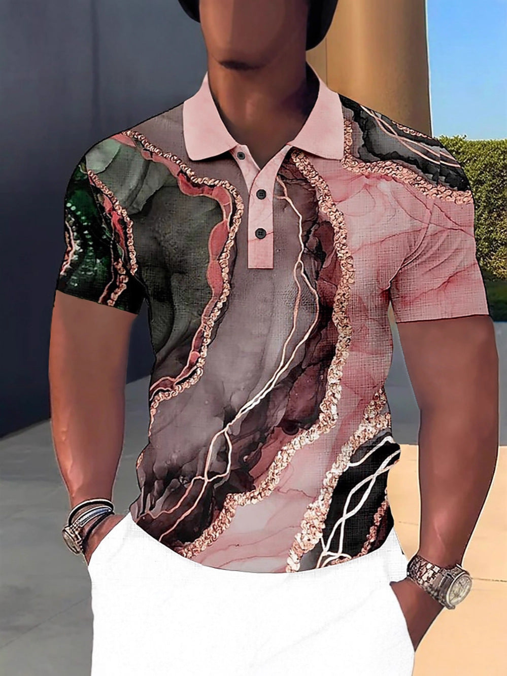 Customizable 3D Print Lapel Polo Shirt