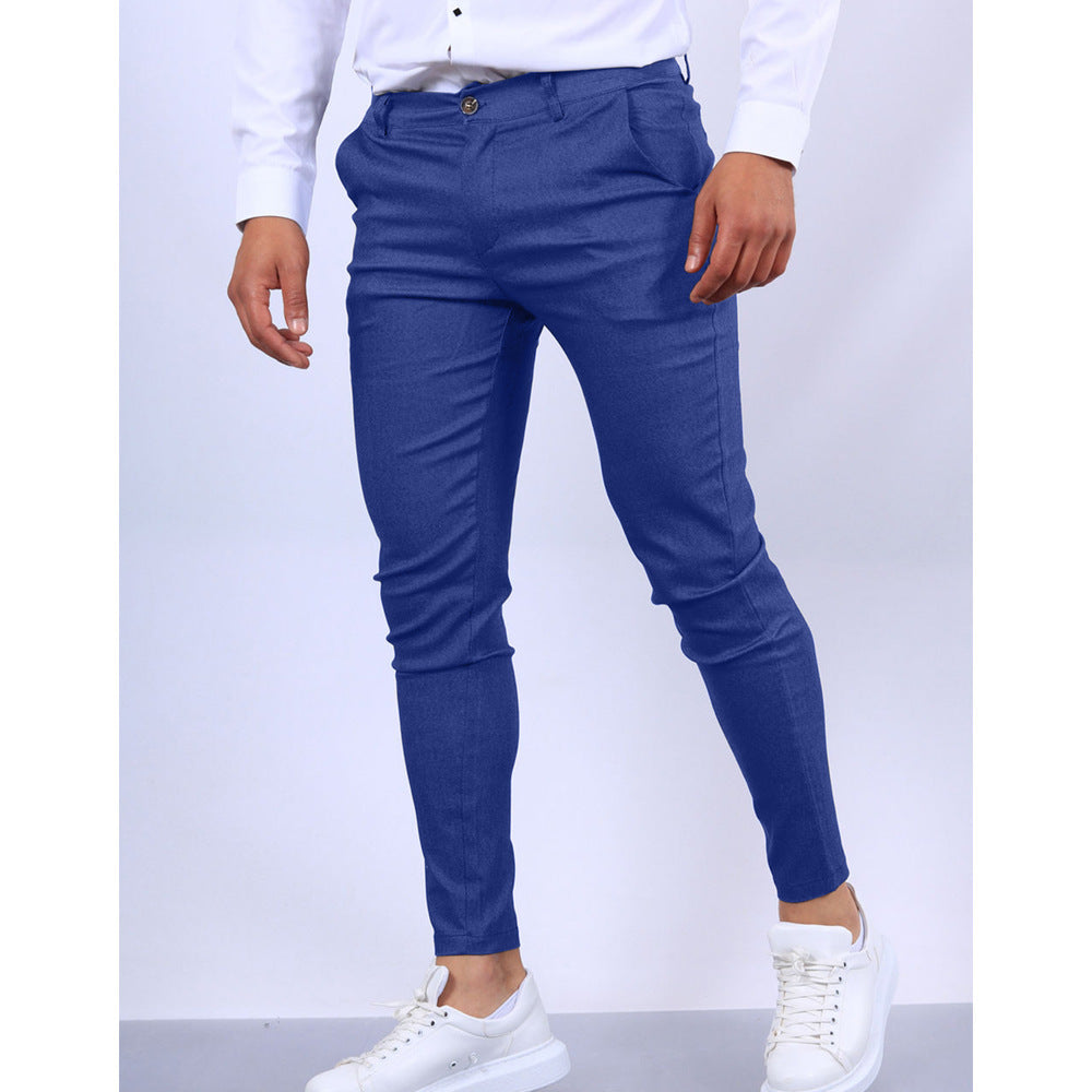 Men's Solid Color Texture Casual Foot Dress Pants